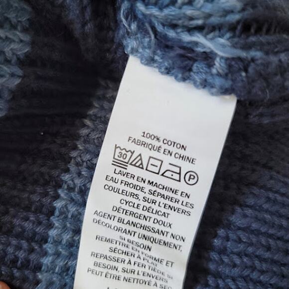 L.L. Bean- Blue and Navy striped sweater- size Large - Picture 8 of 8